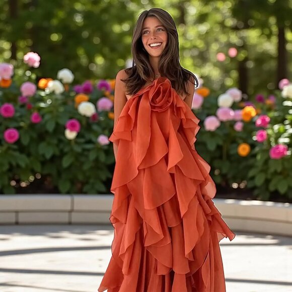 Aje Dresses & Skirts - Pandorea Layered Maxi Dress - Coral Clay